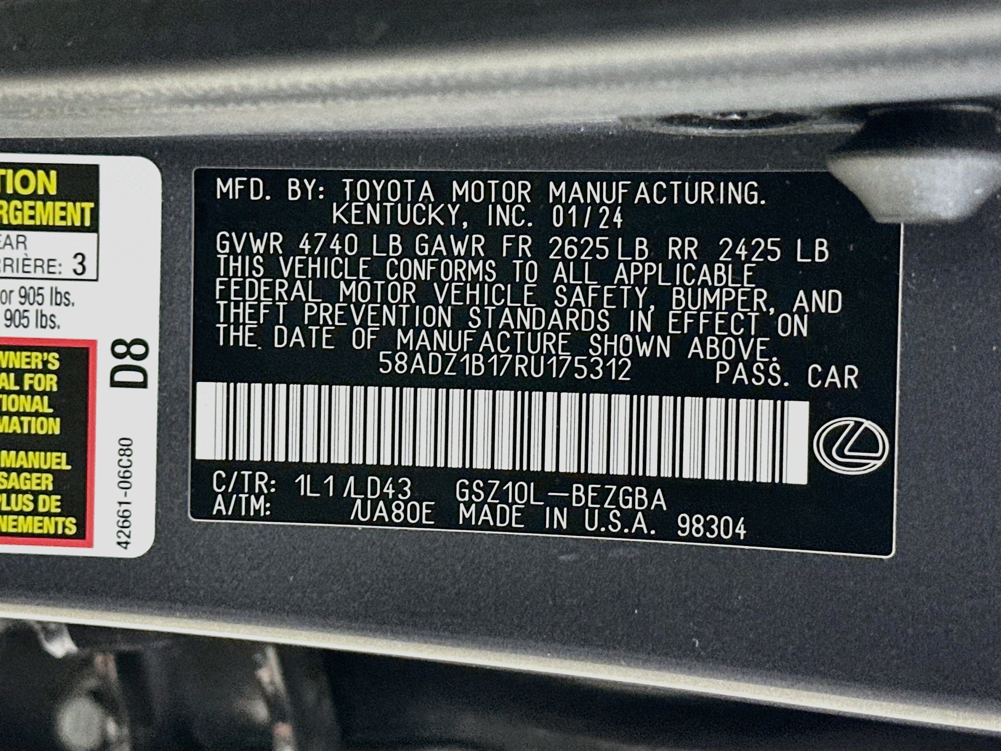 Used 2024 Lexus ES 350 w/ Premium Package FWD image 42