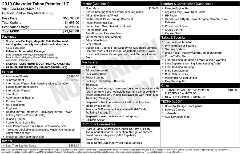 Certified 2019 Chevrolet Tahoe Premier AWD/4WD image 5