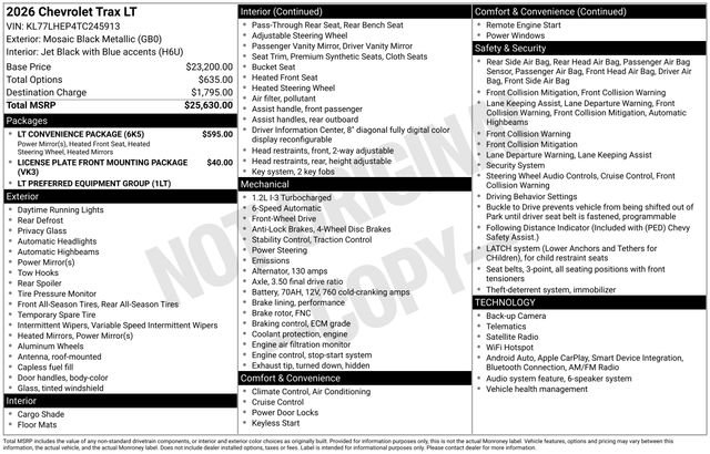 New 2026 Chevrolet Trax LT w/ LT Convenience Package FWD image 5