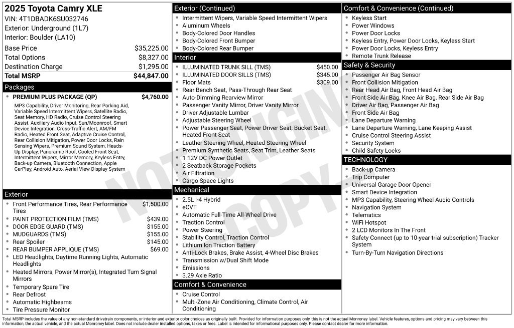 Certified 2025 Toyota Camry XLE w/ Premium Plus Package AWD/4WD image 12