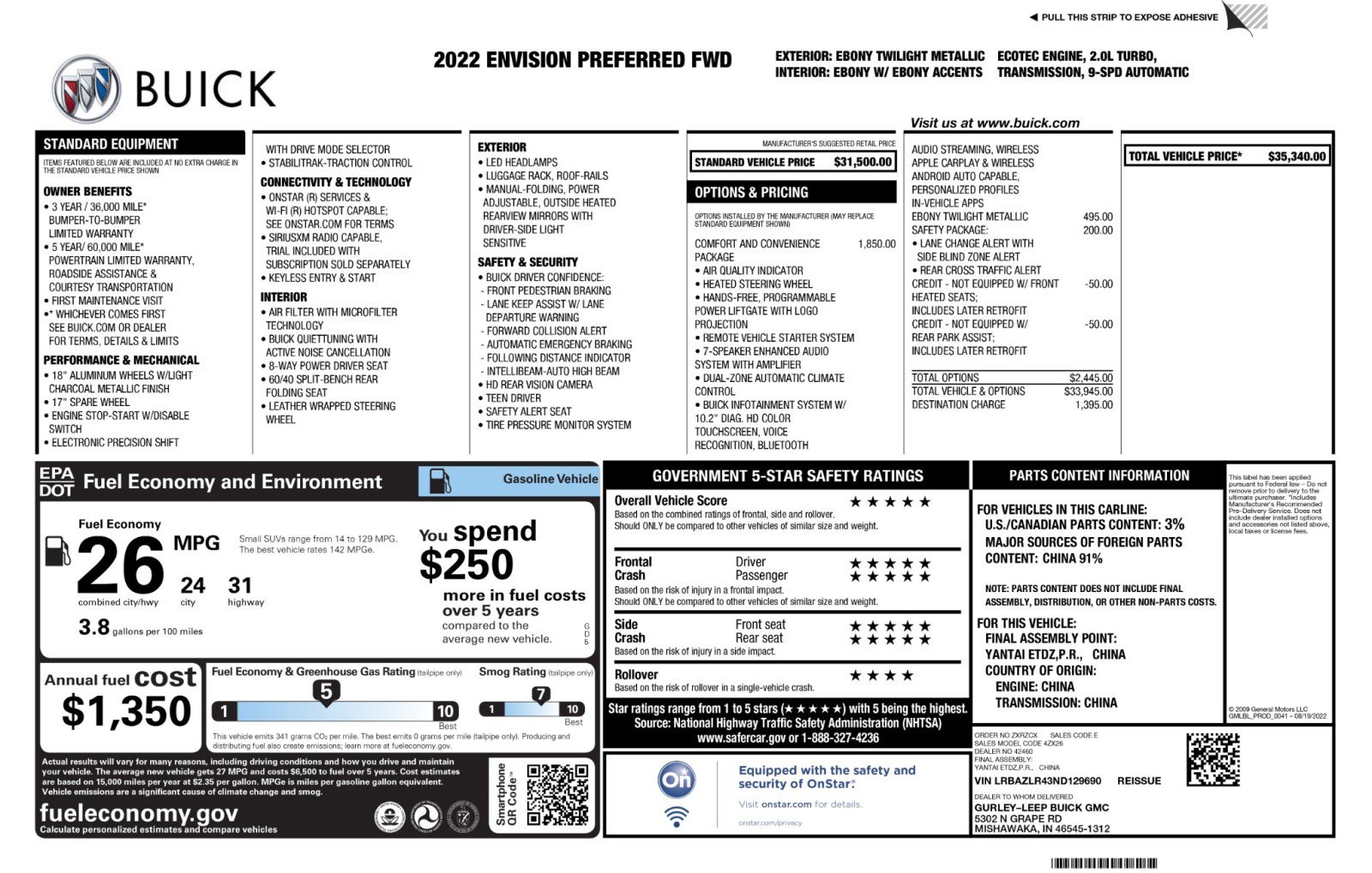 Used 2022 Buick Envision Preferred FWD image 54