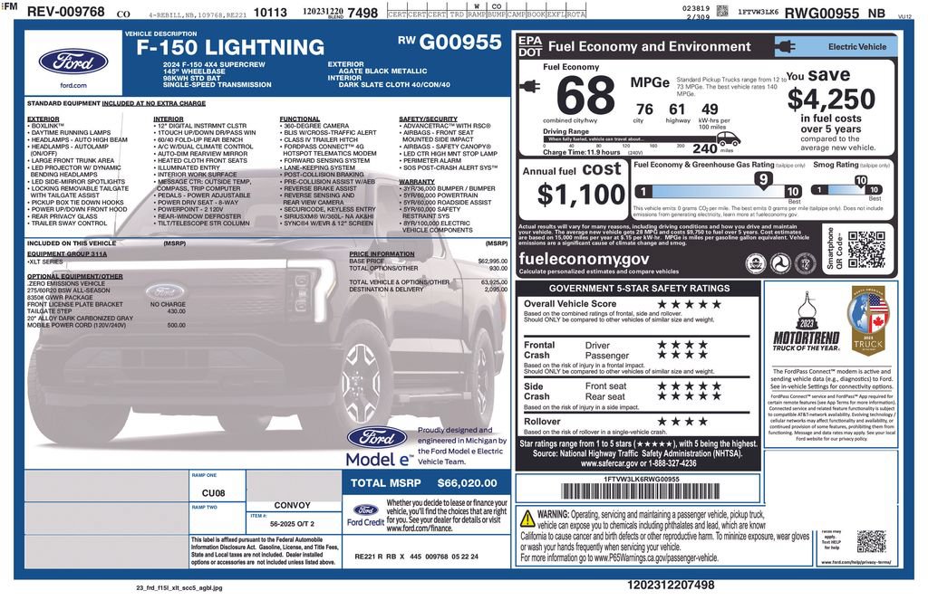 Certified 2024 Ford F150 Lightning XLT AWD/4WD image 50