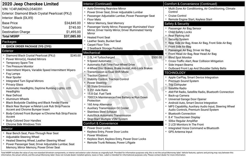 Certified 2020 Jeep Cherokee Limited AWD/4WD image 7