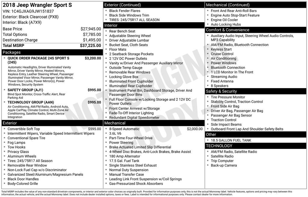 Certified 2018 Jeep Wrangler Sport AWD/4WD image 8