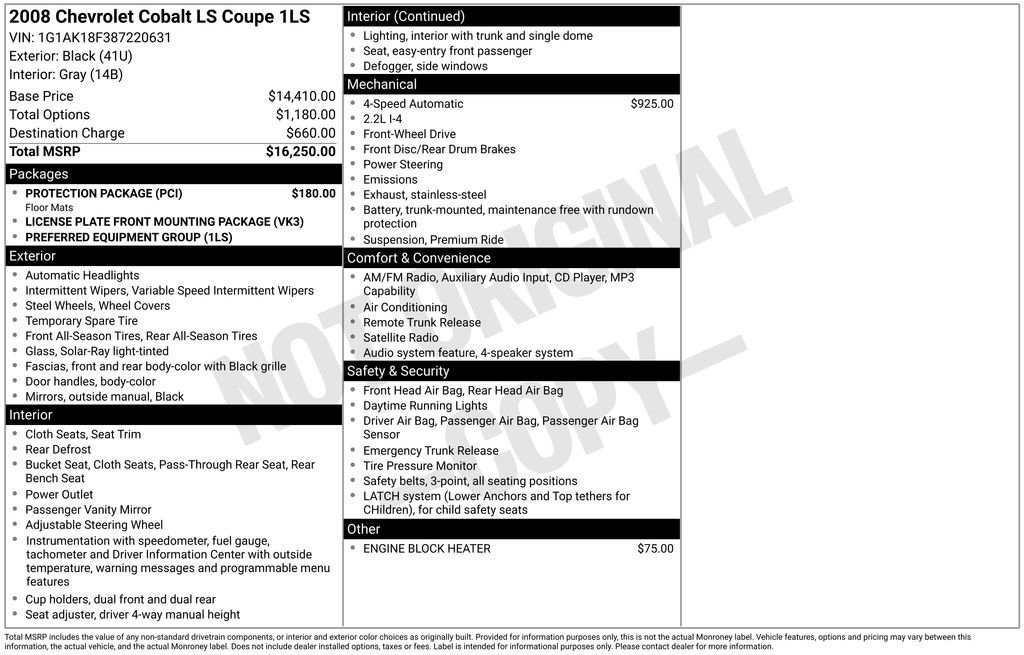 Used 2008 Chevrolet Cobalt LS w/ Protection Package FWD image 27