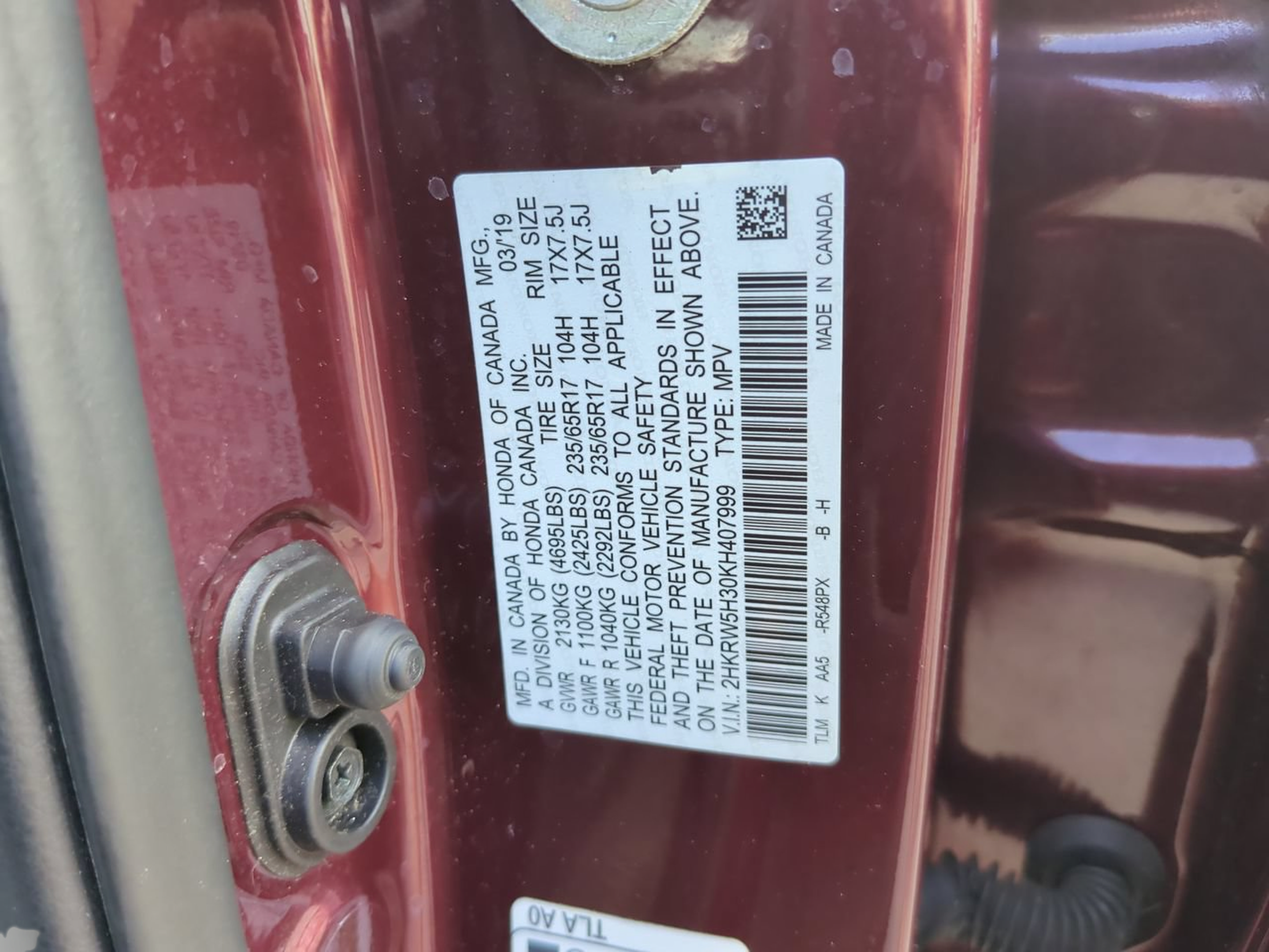 Certified 2019 Honda CR-V LX image 30