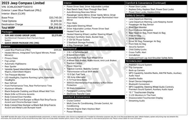 Used 2023 Jeep Compass Limited w/ Sun and Sound Group AWD/4WD image 35