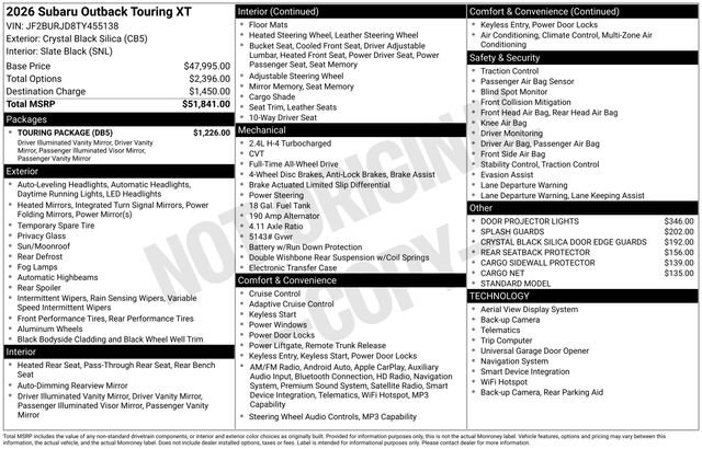 New 2026 Subaru Outback Touring XT w/ Touring Package AWD/4WD image 5