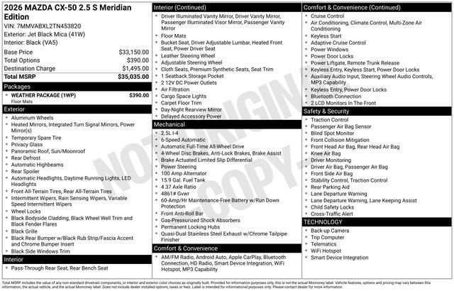 New 2026 MAZDA CX-50 Meridian Edition w/ Weather Package image 4