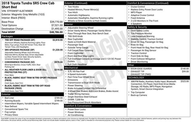 Used 2018 Toyota Tundra SR5 w/ TRD Off Road Package image 7