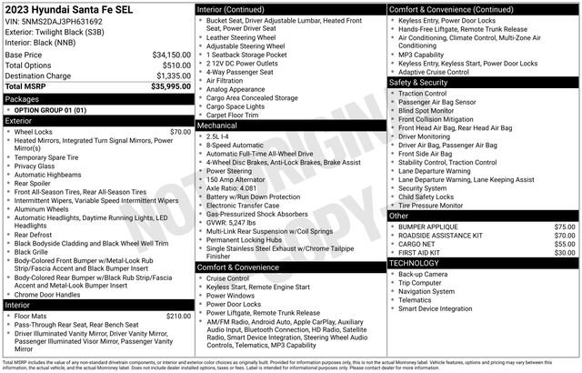 Certified 2023 Hyundai Santa Fe SEL AWD/4WD image 4