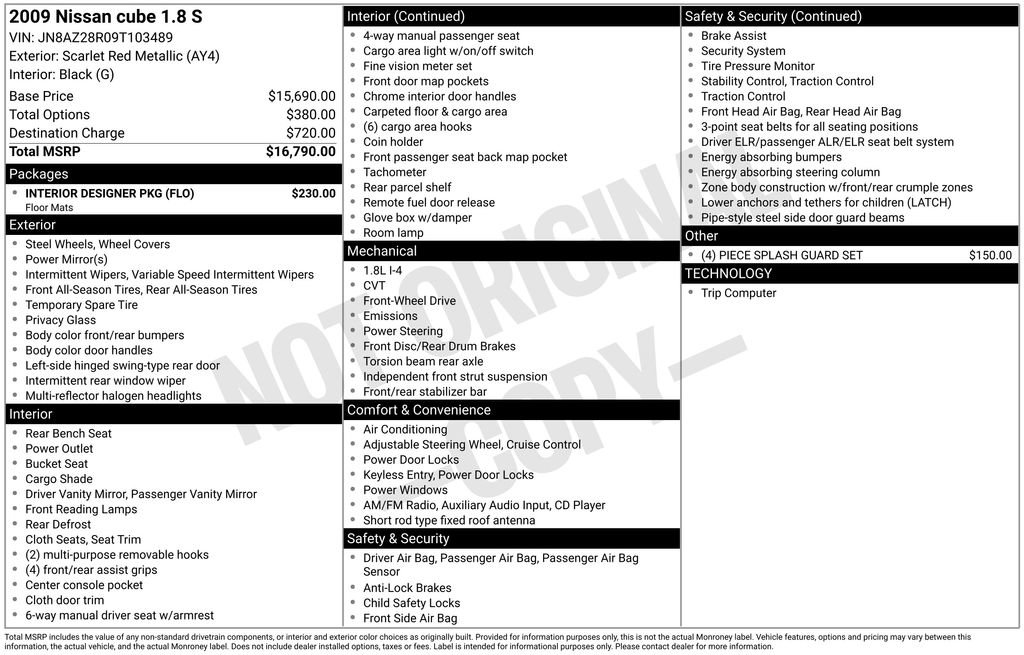 Used 2009 Nissan Cube 1.8 S w/ Interior Designer Pkg FWD image 27