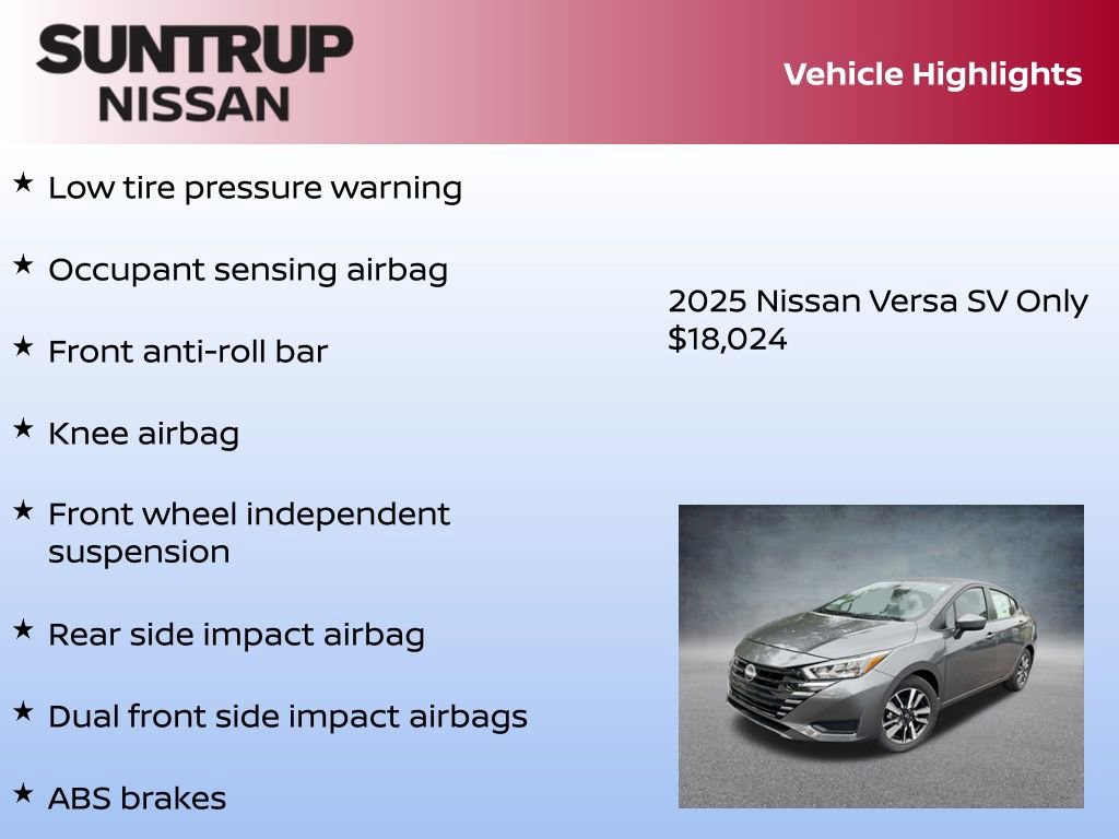 New 2025 Nissan Versa SV w/ Trunk Package image 16
