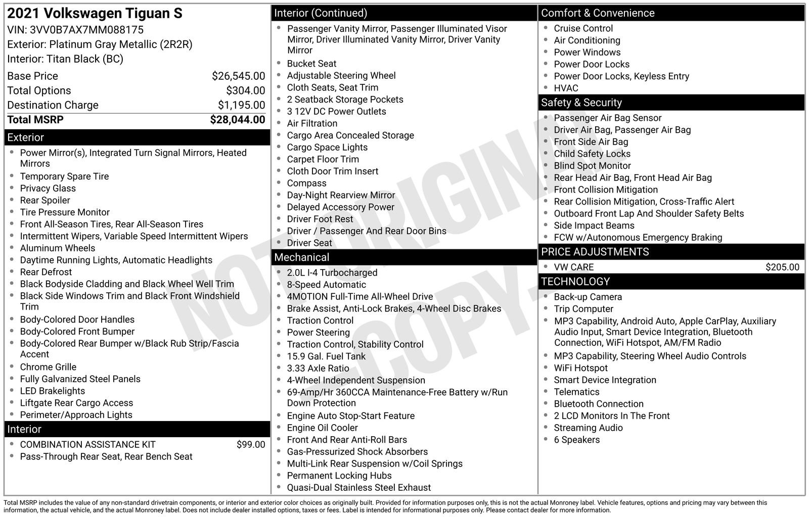Used 2021 Volkswagen Tiguan S AWD/4WD image 15