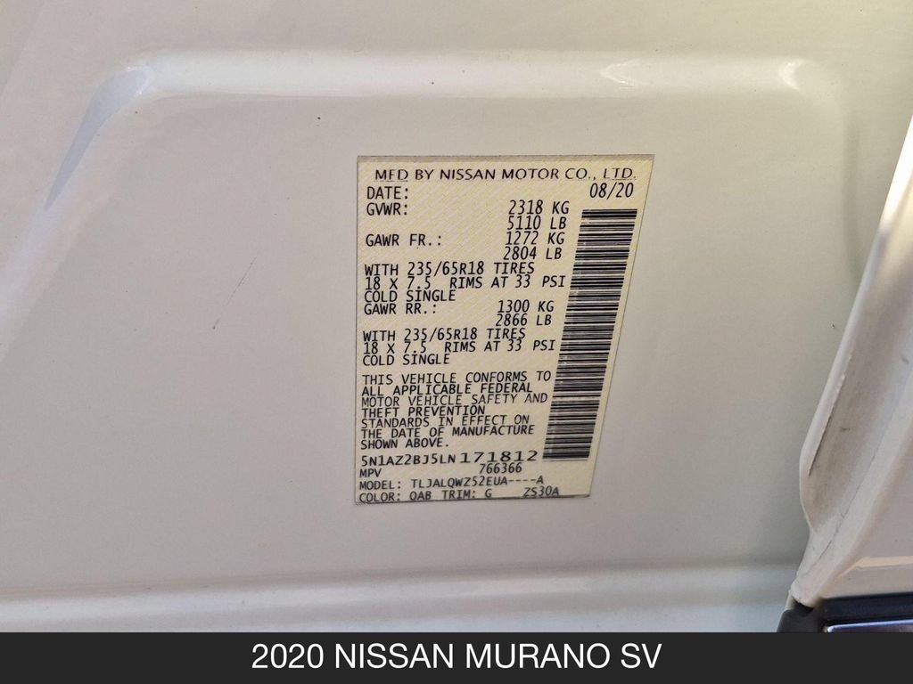 Certified 2020 Nissan Murano SV FWD image 25