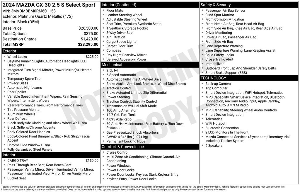 Used 2024 MAZDA CX-30 AWD 2.5 S w/ Select Sport Pkg image 30