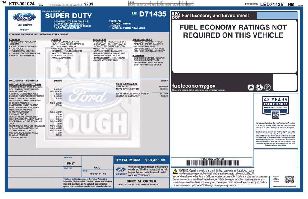 Certified 2020 Ford F550 2WD Regular Cab Super Duty image 3
