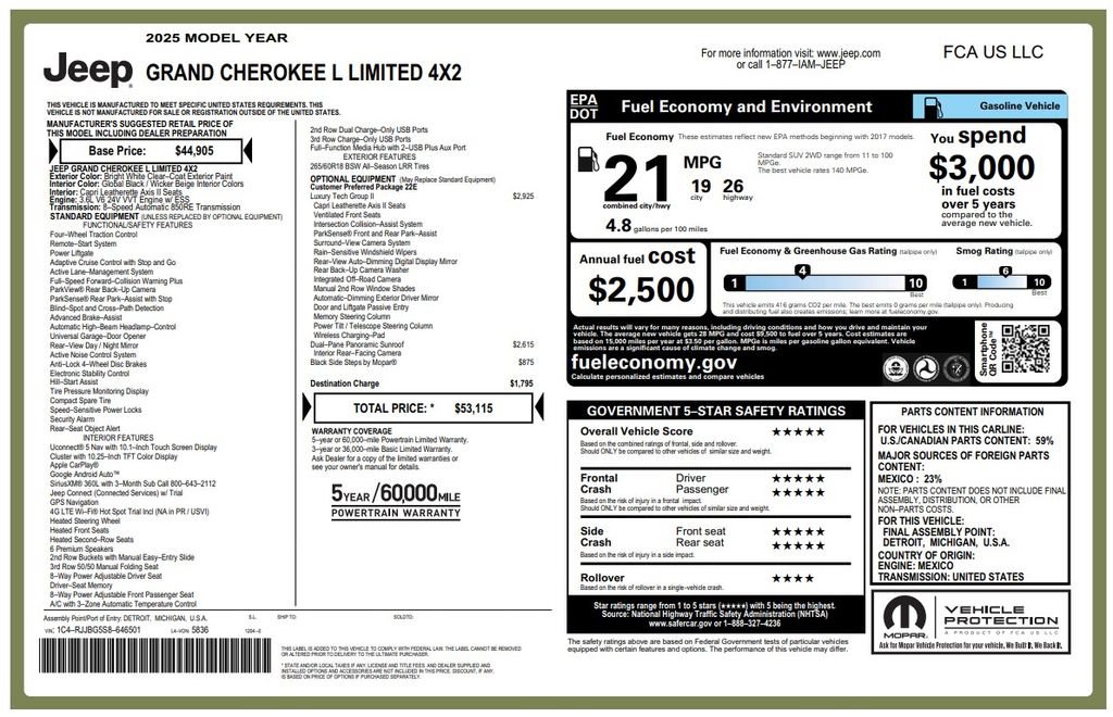 Certified 2025 Jeep Grand Cherokee L Limited w/ Luxury Tech Group II RWD image 5