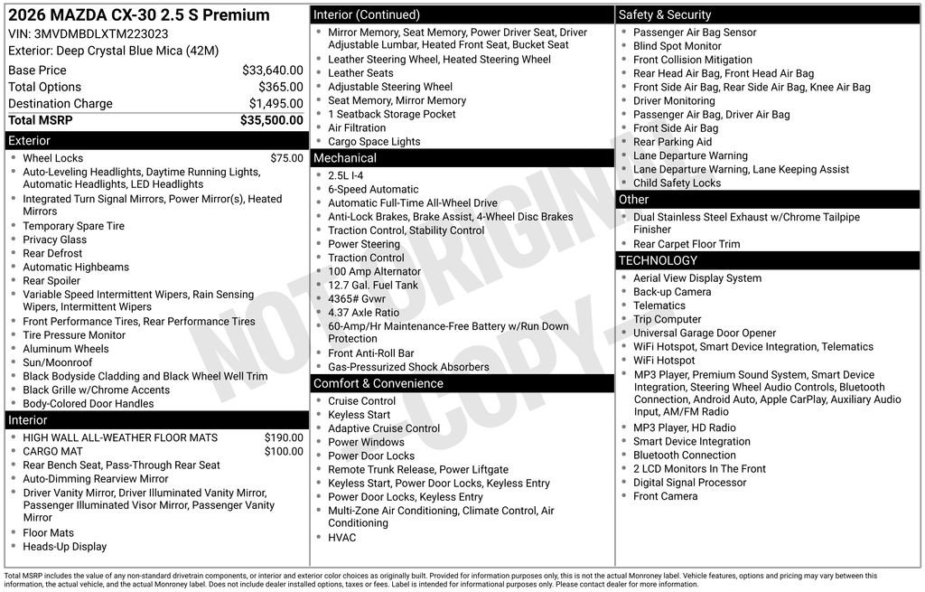 New 2026 MAZDA CX-30 AWD 2.5 S w/ Premium Package image 6