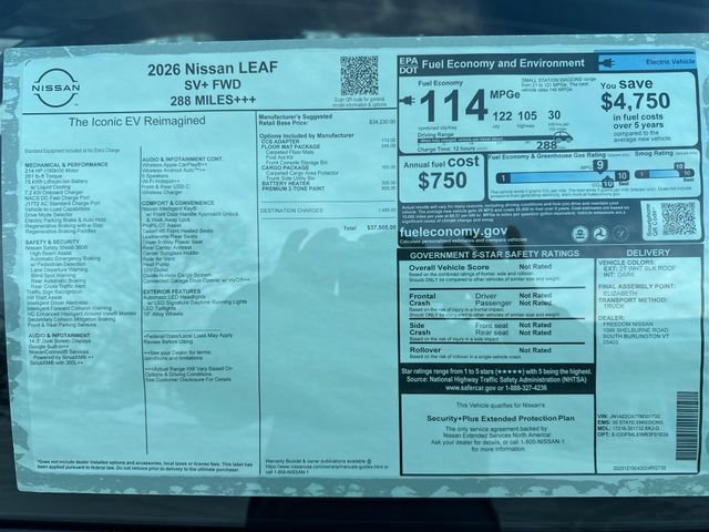 New 2026 Nissan Leaf SV+ w/ Floor Mat Package (SV+) image 7