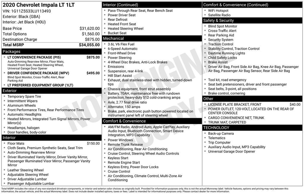 Used 2020 Chevrolet Impala LT w/ LT Convenience Package image 17