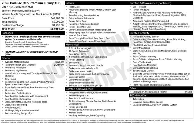 Certified 2026 Cadillac CT5 Premium Luxury RWD image 35