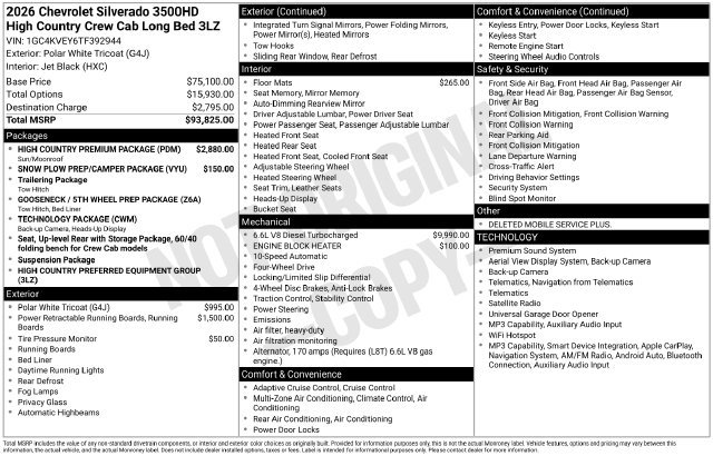 New 2026 Chevrolet Silverado 3500 High Country w/ High Country Premium Package AWD/4WD image 27