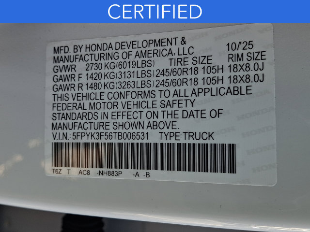 Certified 2026 Honda Ridgeline RTL image 29