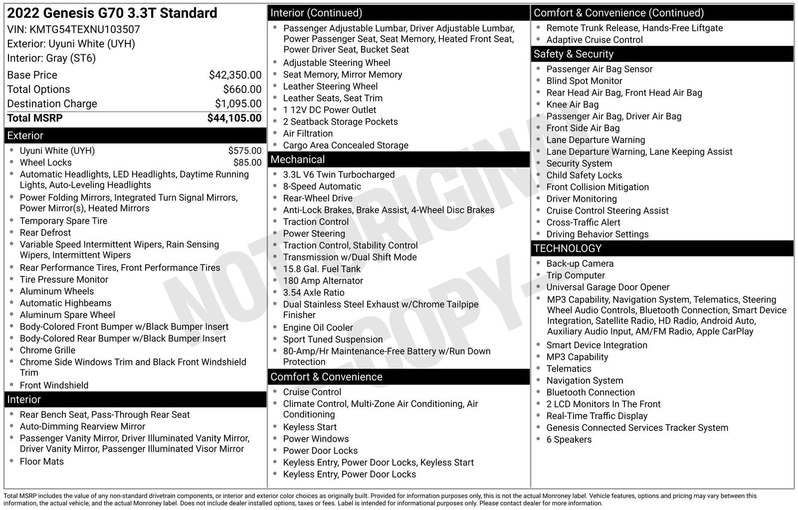 Used 2022 Genesis G70 3.3T RWD image 3