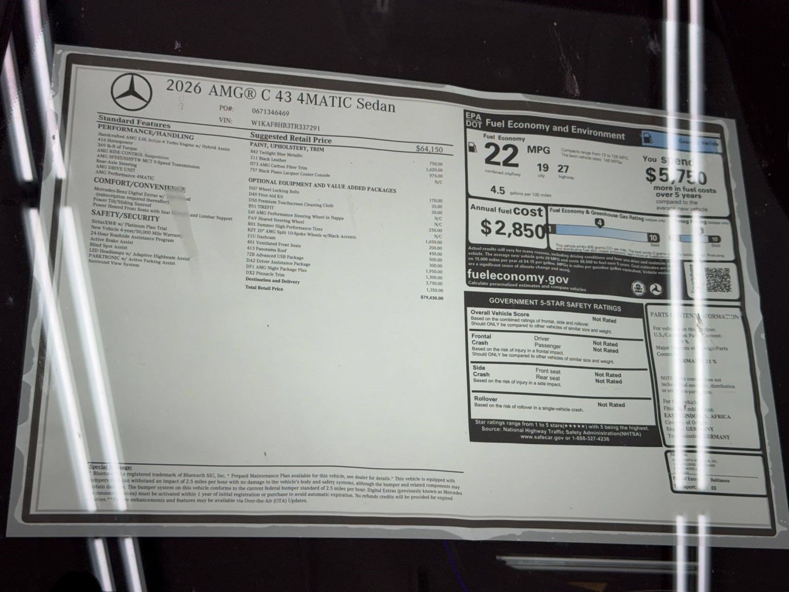 New 2026 Mercedes-Benz C 43 AMG 4MATIC Sedan image 33