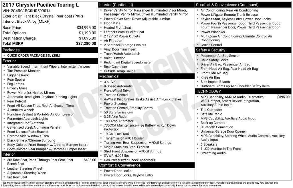 Certified 2017 Chrysler Pacifica Touring-L FWD image 7