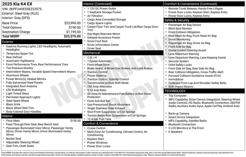 Certified 2025 Kia K4 EX FWD image 7