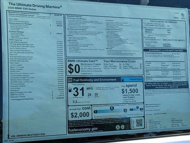 New 2026 BMW 330i Sedan w/ Premium Package RWD image 20