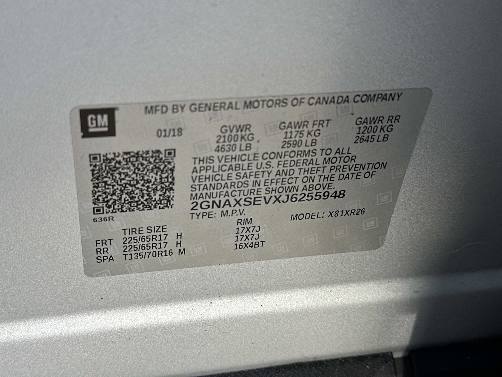 Used 2018 Chevrolet Equinox LT w/ LPO, Protection Package image 17