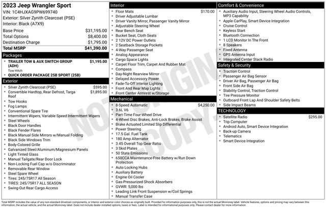 Certified 2023 Jeep Wrangler Sport AWD/4WD image 16