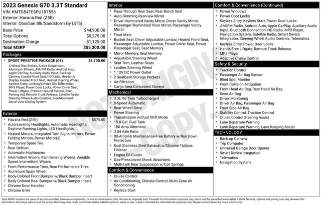 Used 2023 Genesis G70 3.3T w/ Sport Prestige Package image 27