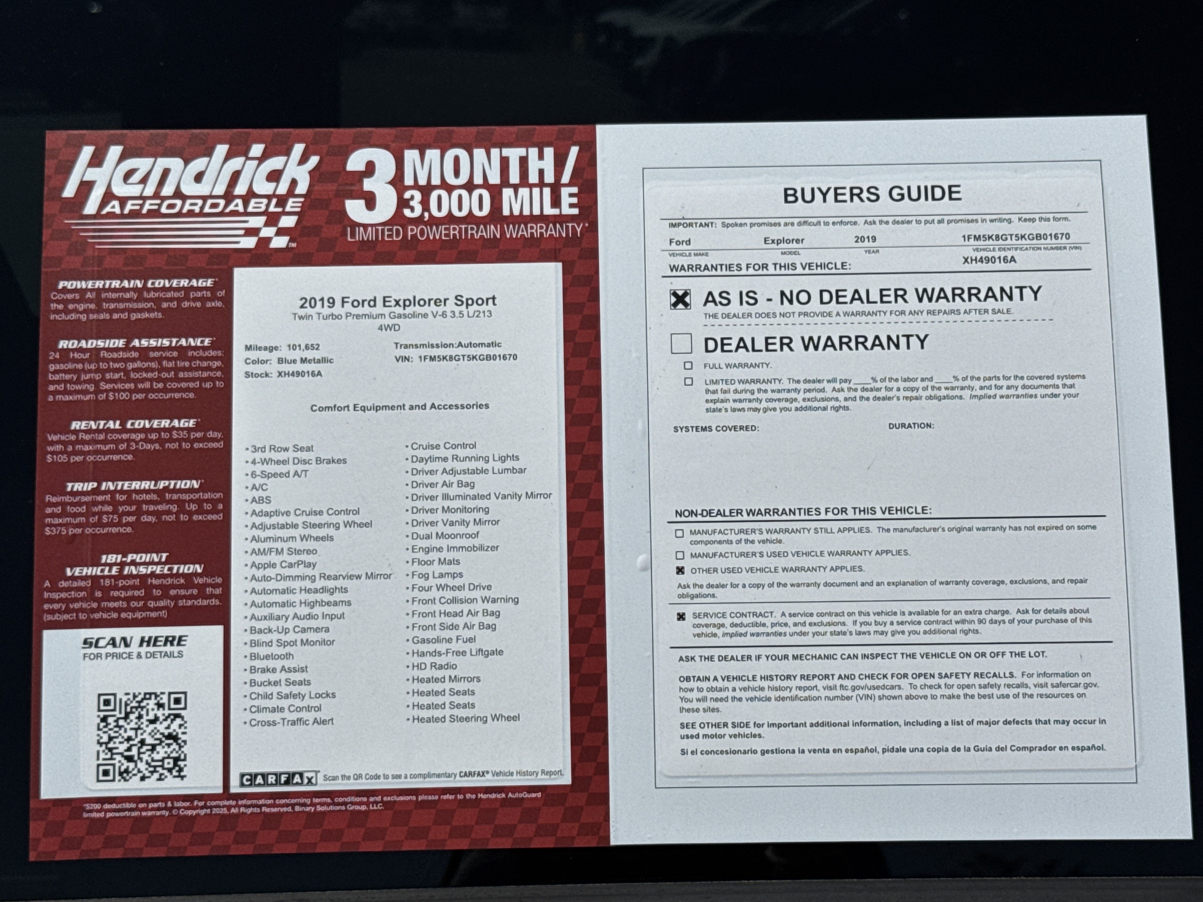 Used 2019 Ford Explorer Sport w/ Equipment Group 401A AWD/4WD image 42