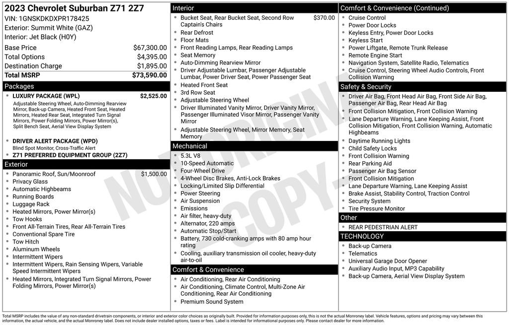 Used 2023 Chevrolet Suburban Z71 w/ Luxury Package AWD/4WD image 4