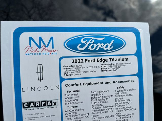 Used 2022 Ford Edge Titanium image 34