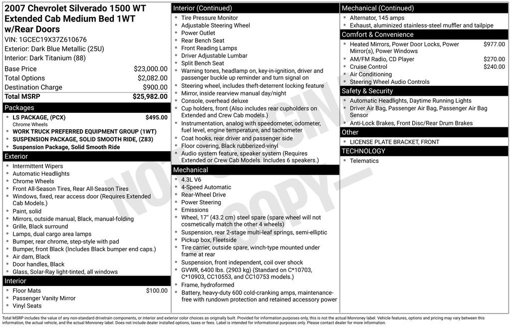 Used 2007 Chevrolet Silverado 1500 W/T w/ LS Package image 9