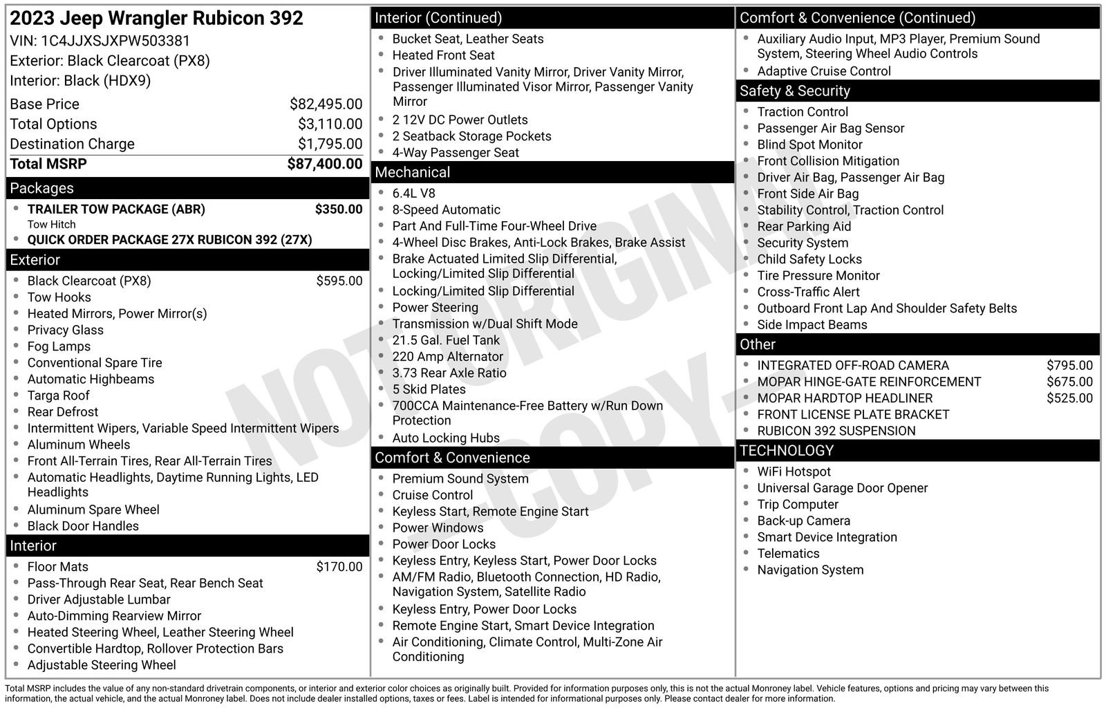 Used 2023 Jeep Wrangler Unlimited Rubicon 392 w/ Trailer Tow Package image 40