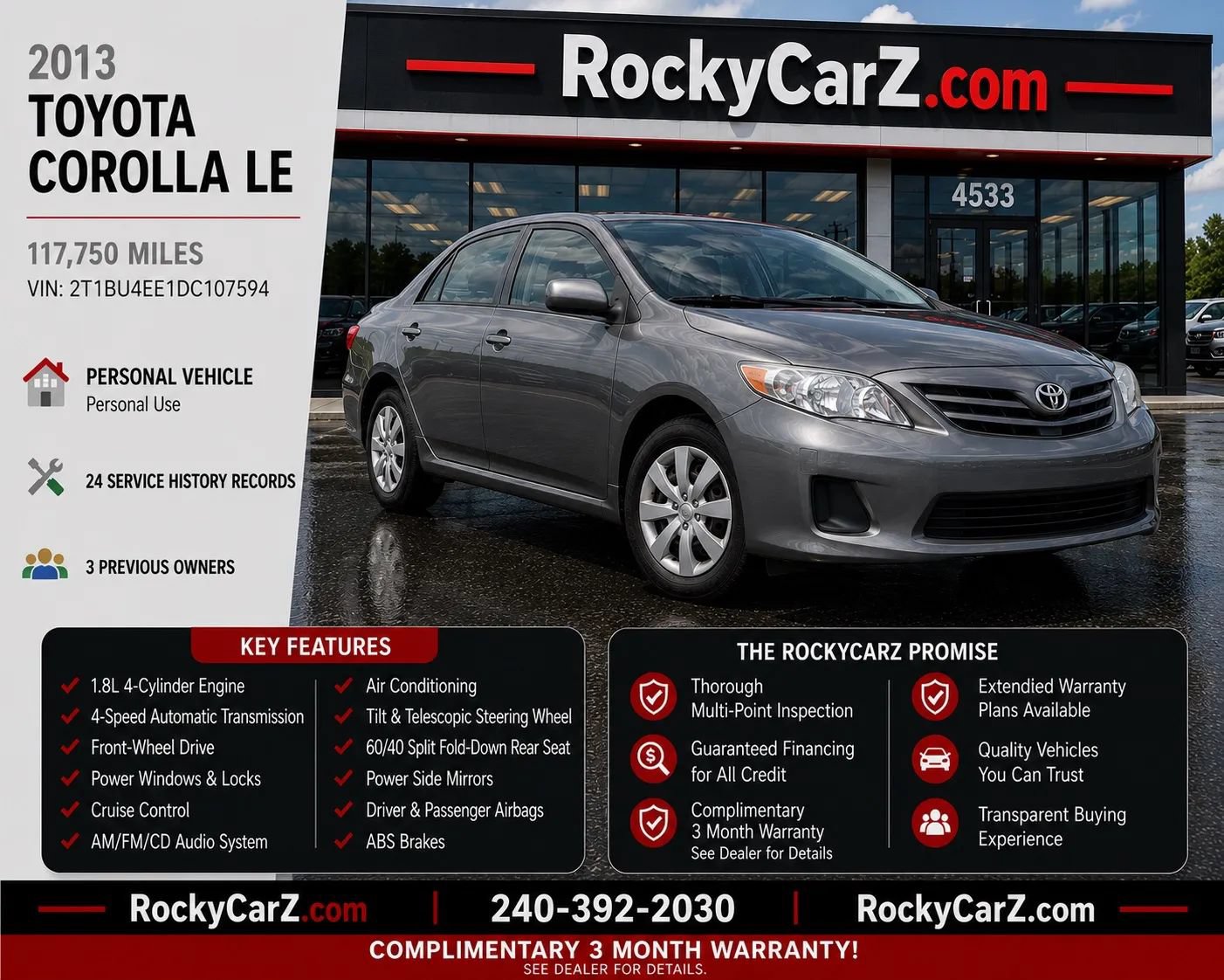 Used 2013 Toyota Corolla LE FWD image 1