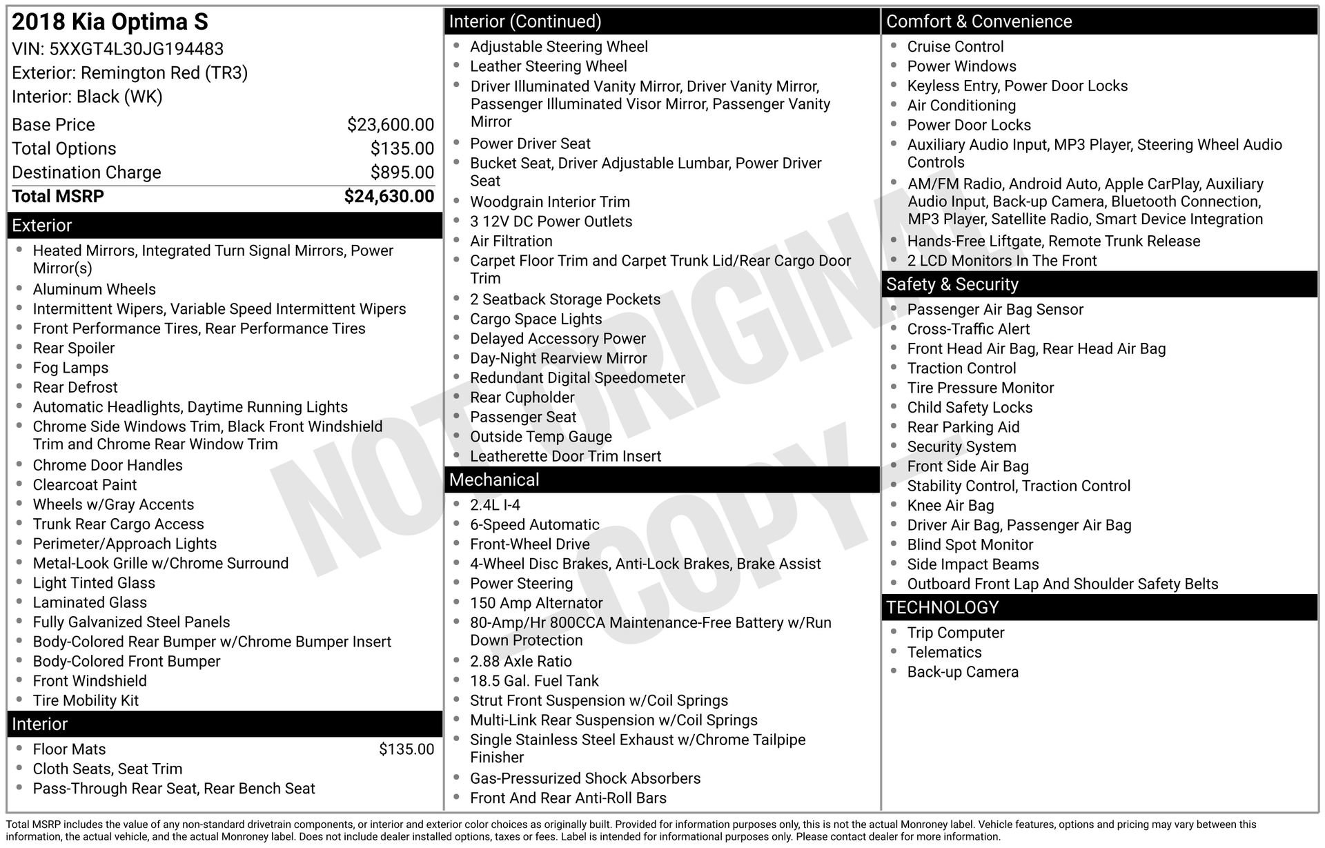 Used 2018 Kia Optima S image 3