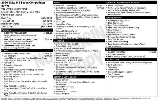 Used 2026 BMW M3 Competition w/ Executive Package AWD/4WD image 30