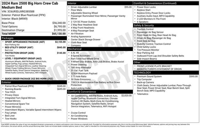 Used 2024 RAM 2500 Big Horn w/ Sport Appearance Package image 11