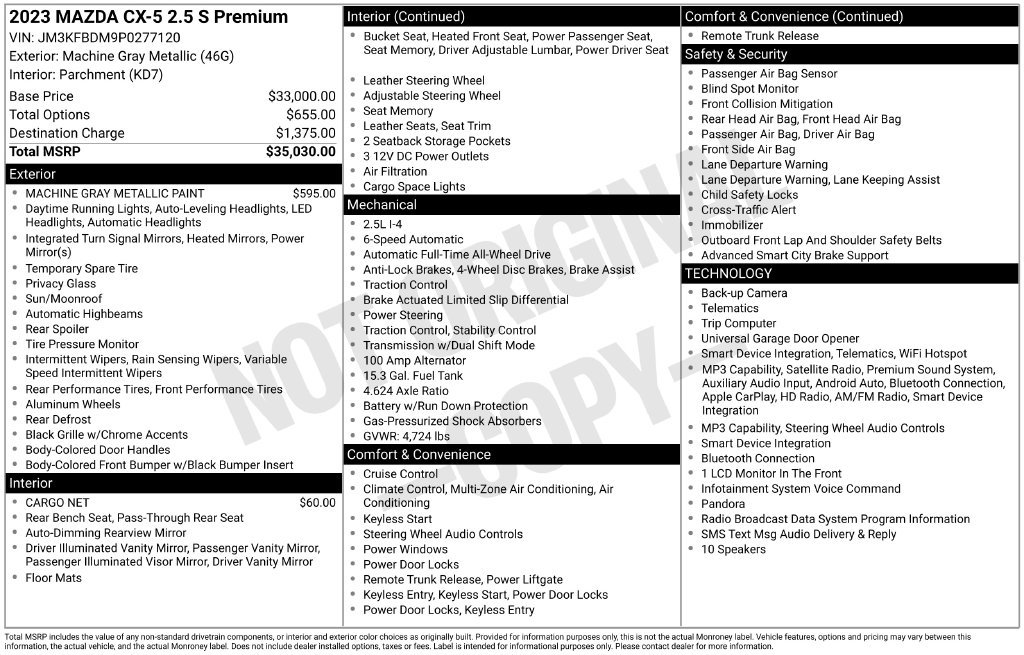 Certified 2023 MAZDA CX-5 AWD 2.5 S w/ Premium Package image 3