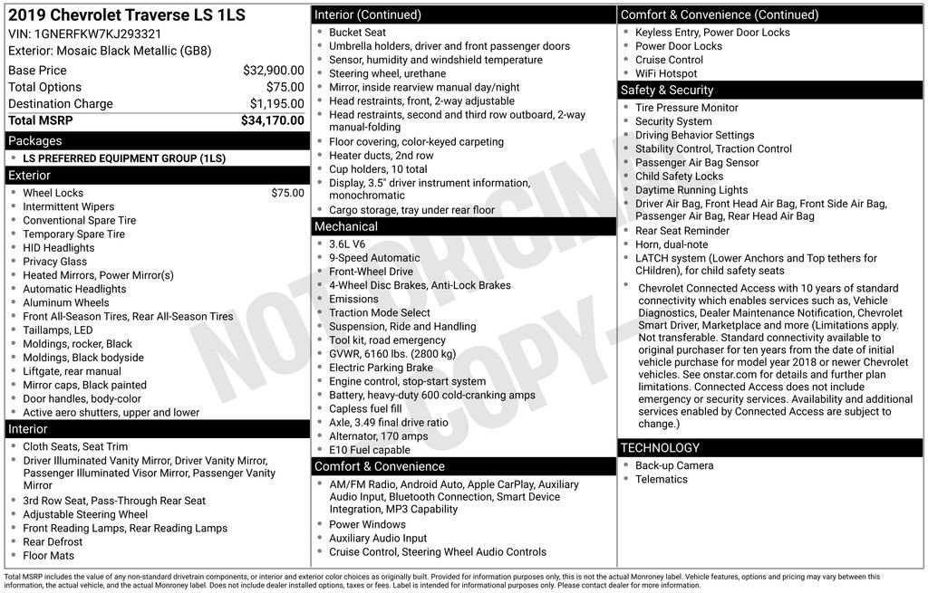 Used 2019 Chevrolet Traverse LS image 8