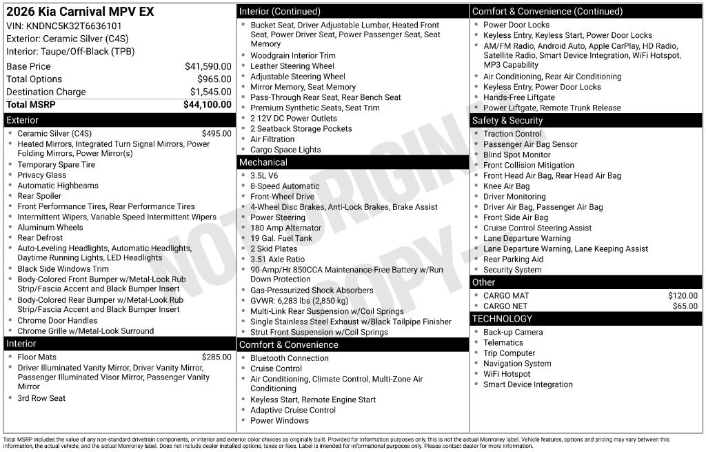 New 2026 Kia Carnival EX FWD image 5