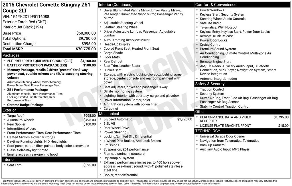 Used 2015 Chevrolet Corvette Stingray Coupe w/ 2LT Preferred Equipment Group image 4
