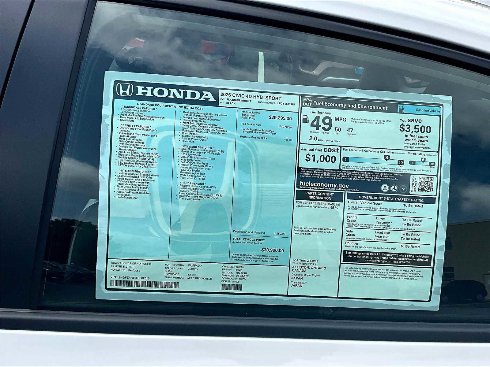 New 2026 Honda Civic Sport image 18